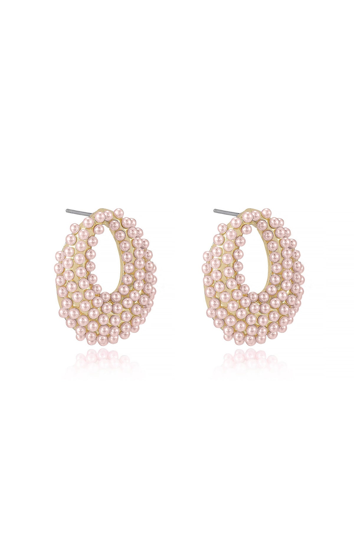 Classic Pearl Cluster Stud Earrings - Pink Pearl with 18k Gold Plating | Ettika