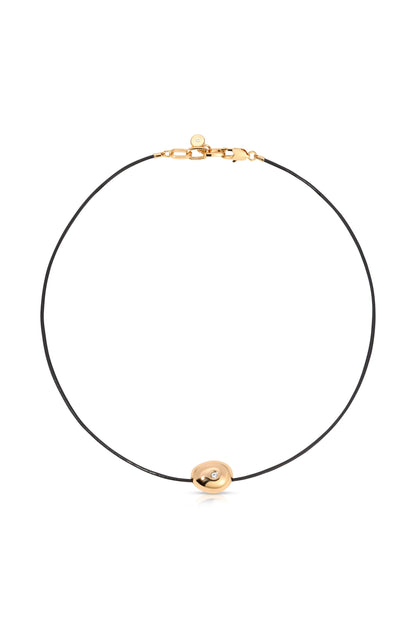 Polished Pebble Leather Pendant Necklace - 18k Gold Plated | Ettika