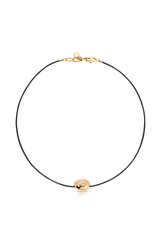 Polished Pebble Leather Pendant Necklace - 18k Gold Plated | Ettika