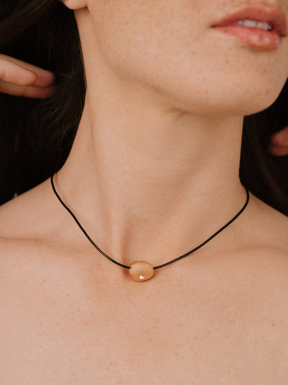 Polished Pebble Leather Pendant Necklace - 18k Gold Plated | Ettika