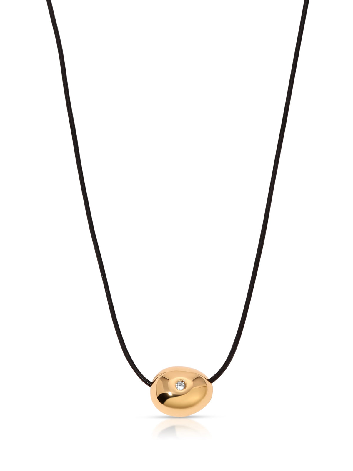 Polished Pebble Leather Pendant Necklace - 18k Gold Plated | Ettika
