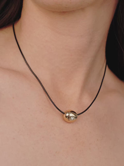 Polished Pebble Leather Pendant Necklace - 18k Gold Plated | Ettika