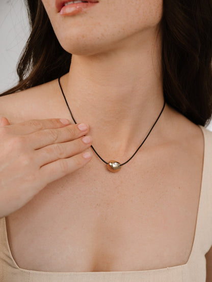 Polished Pebble Leather Pendant Necklace - 18k Gold Plated | Ettika