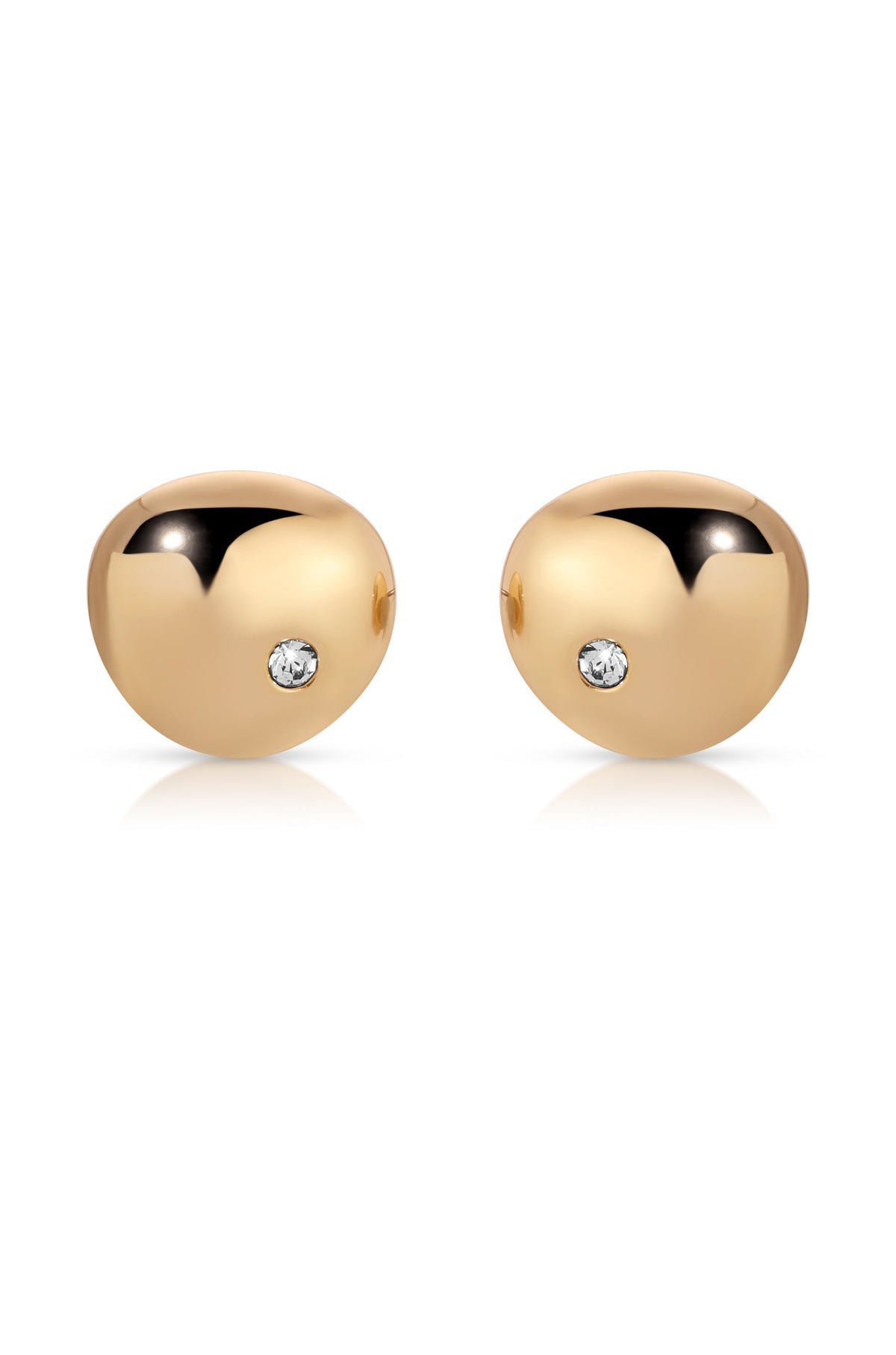 Polished Pebble Crystal Stud Earrings - 18k Gold Plated | Ettika