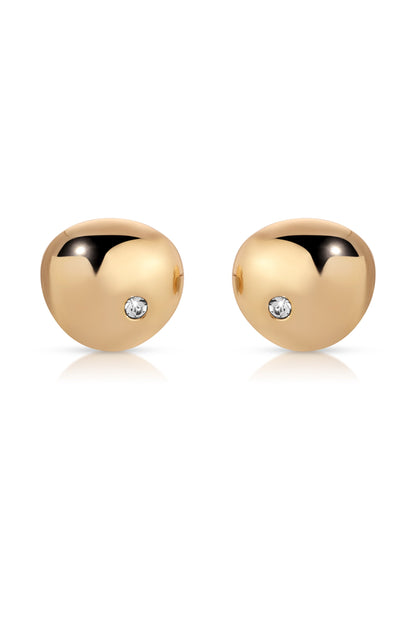 Polished Pebble Crystal Stud Earrings - 18k Gold Plated | Ettika