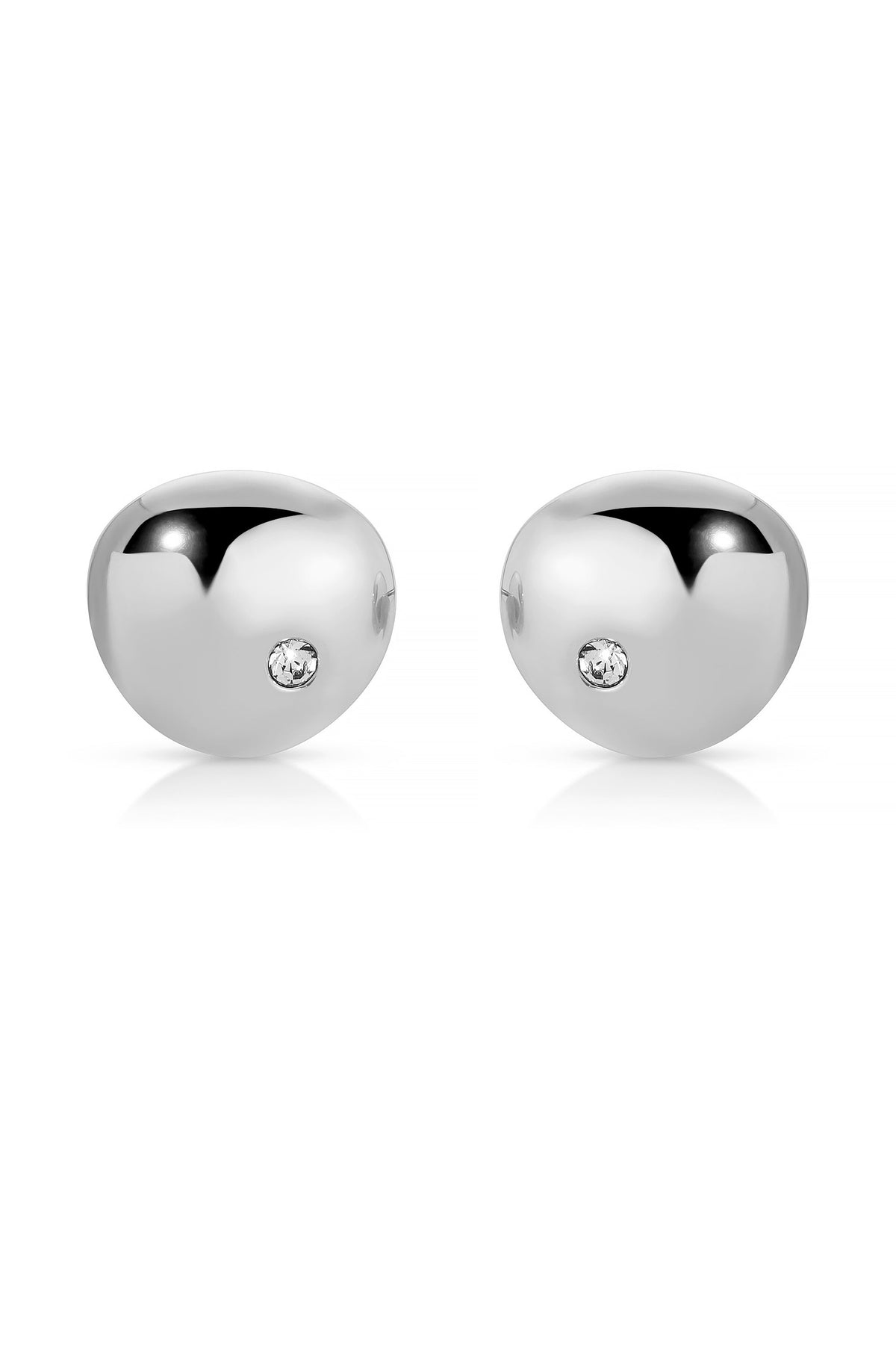 Polished Pebble Crystal Stud Earrings - 18k Gold Plated | Ettika