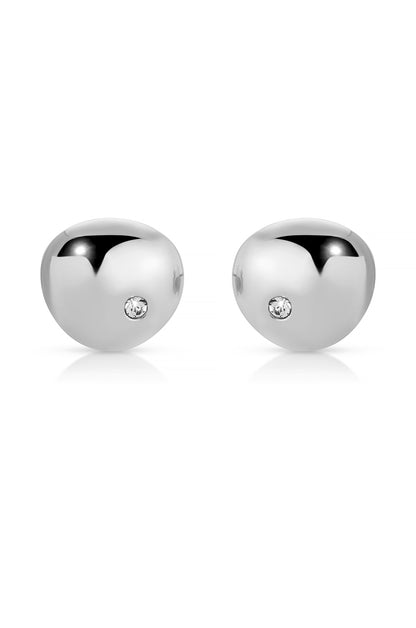 Polished Pebble Crystal Stud Earrings - 18k Gold Plated | Ettika
