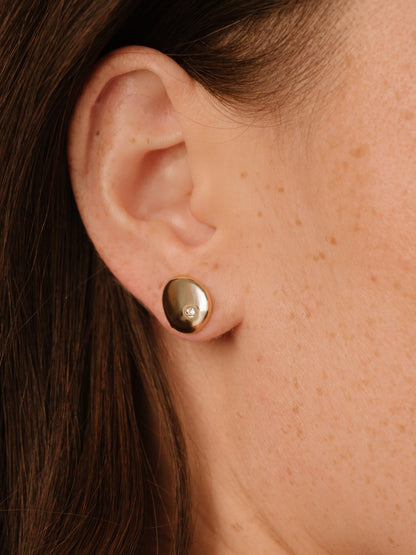 Polished Pebble Crystal Stud Earrings - 18k Gold Plated | Ettika