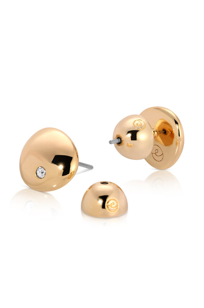 Polished Pebble Crystal Stud Earrings - 18k Gold Plated | Ettika