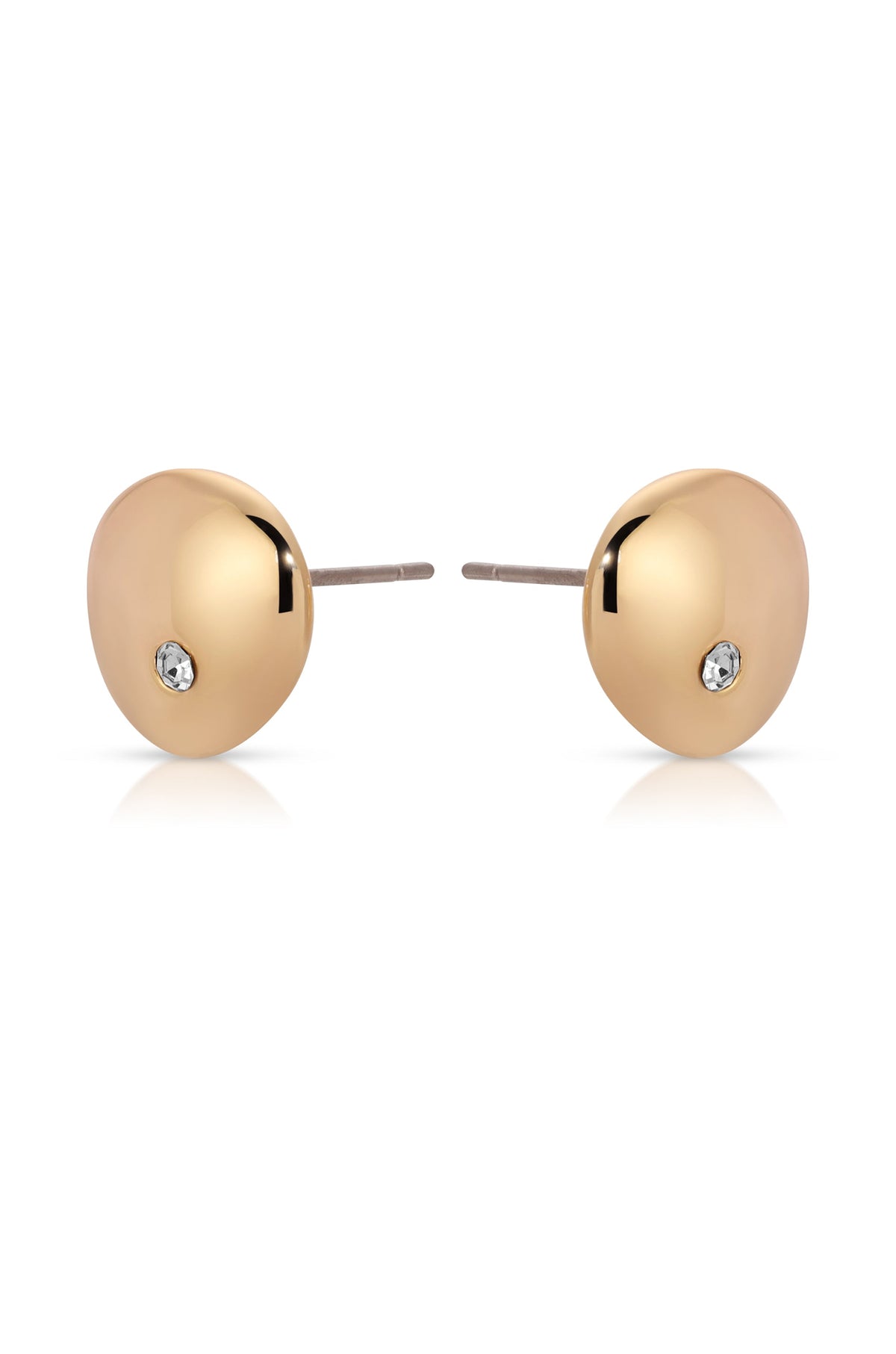 Polished Pebble Crystal Stud Earrings - 18k Gold Plated | Ettika