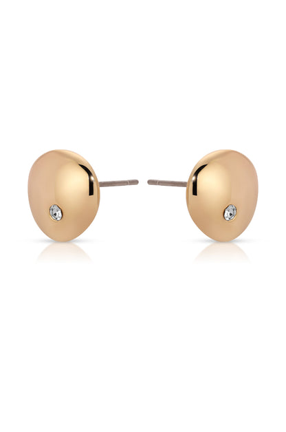 Polished Pebble Crystal Stud Earrings - 18k Gold Plated | Ettika