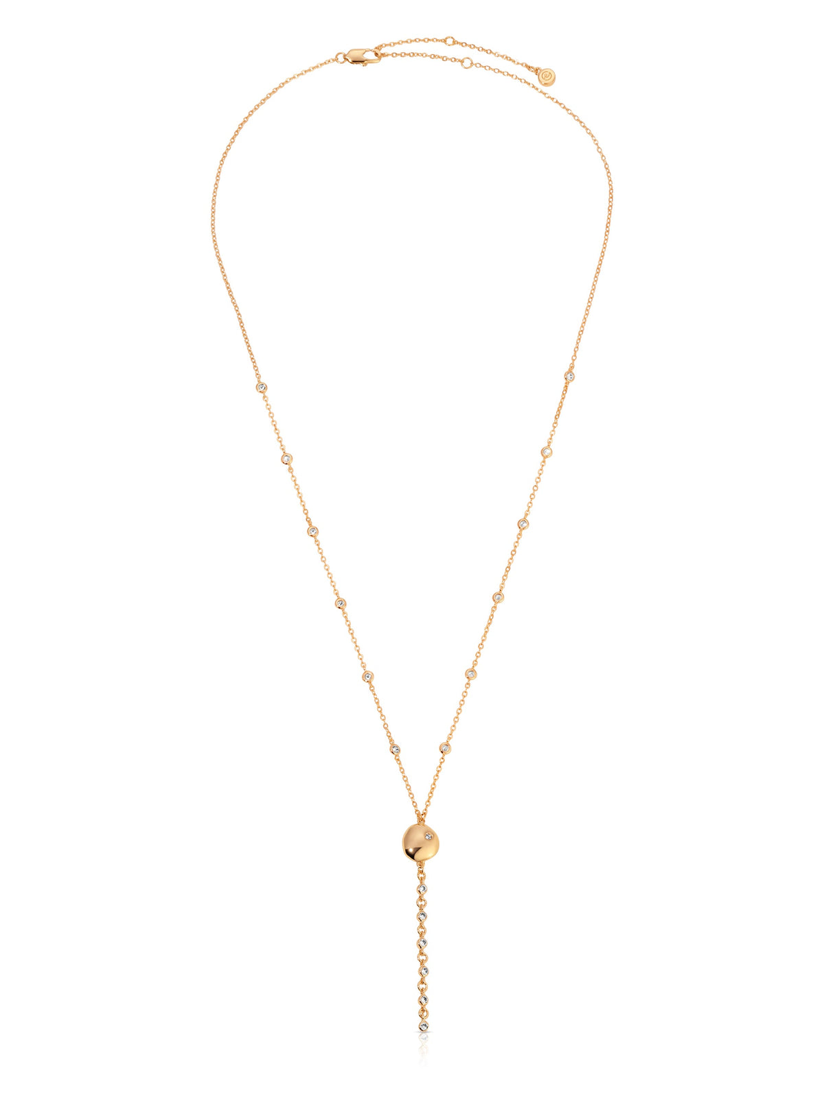Polished Pebble Crystal Chain Lariat - Clear Crystals | Ettika
