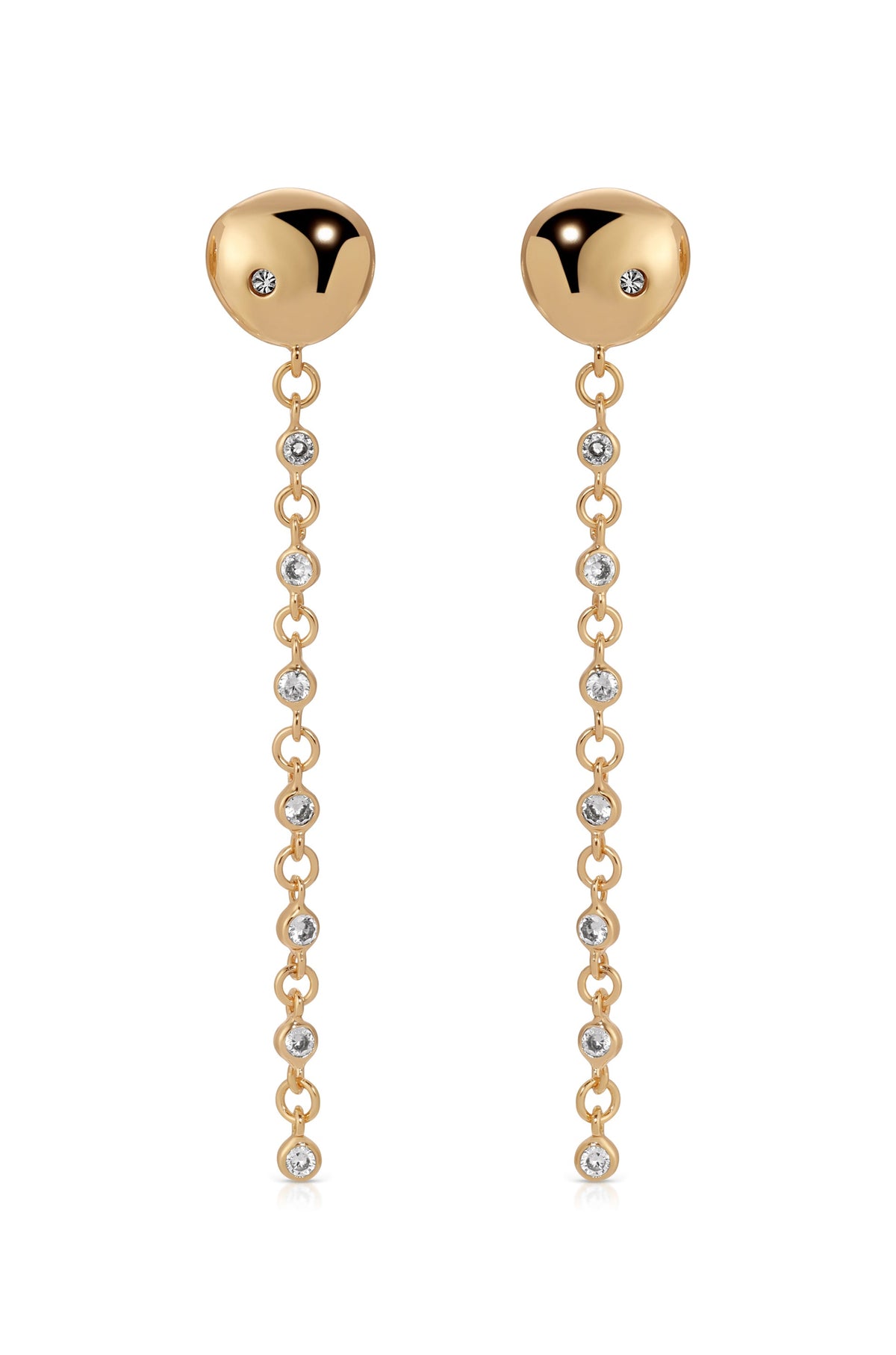 Polished Pebble Linear Chain Earrings - 18k Gold Plated | Ettika