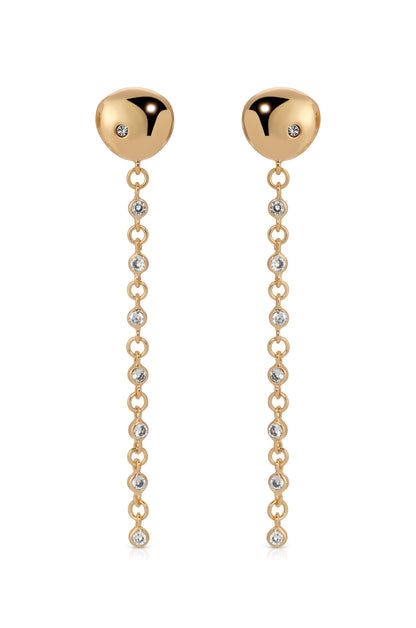 Polished Pebble Linear Chain Earrings - 18k Gold Plated | Ettika