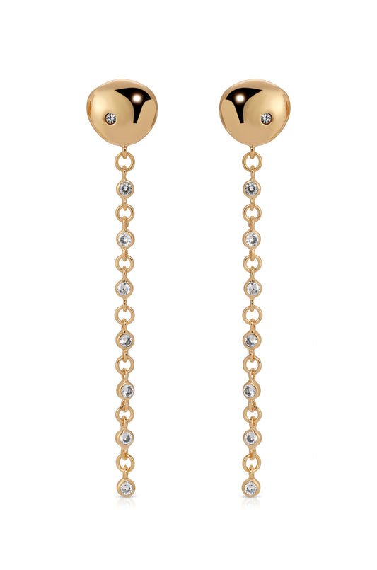 Polished Pebble Linear Chain Earrings - 18k Gold Plated | Ettika