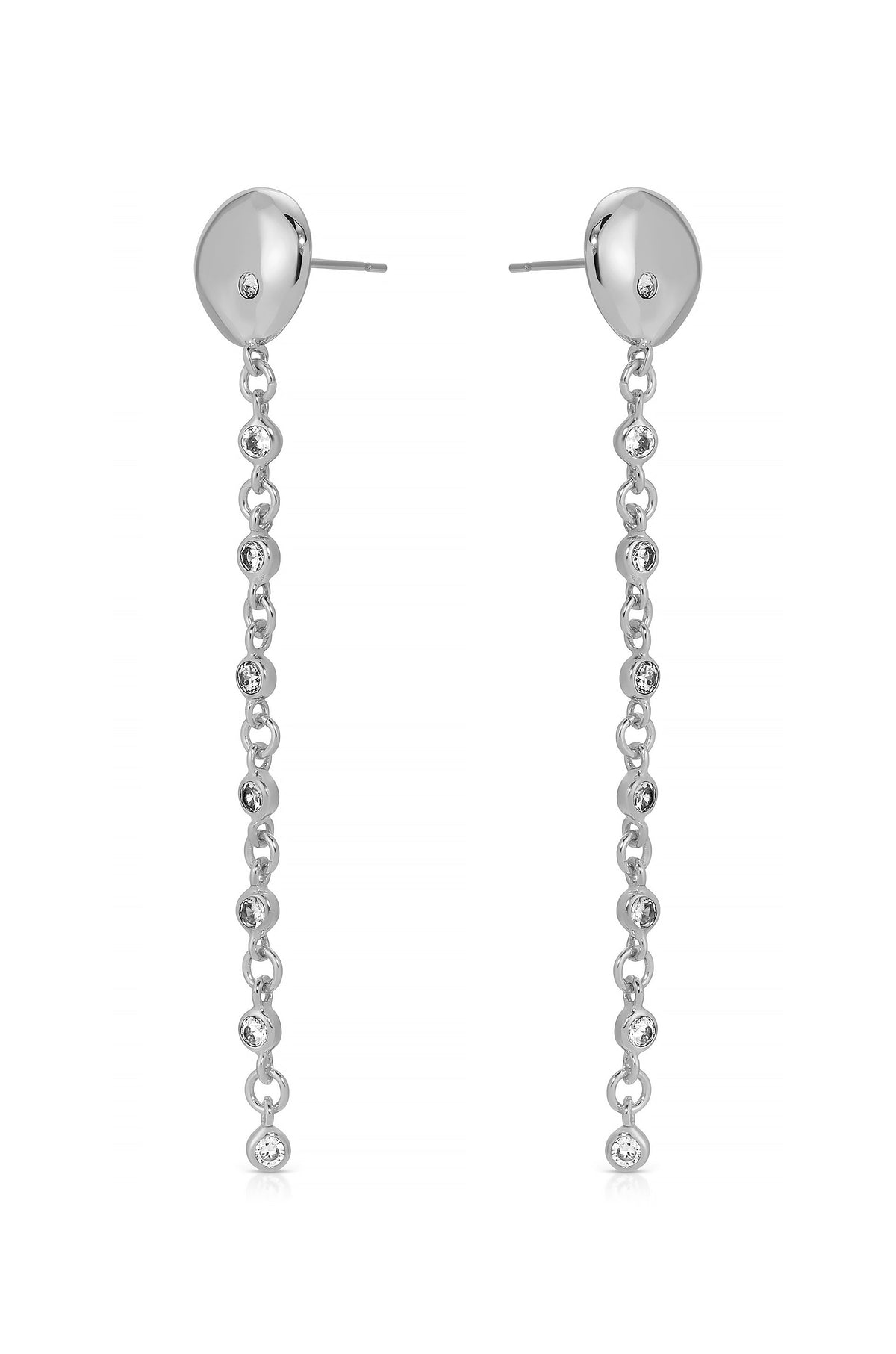 Polished Pebble Linear Chain Earrings - 18k Gold Plated | Ettika