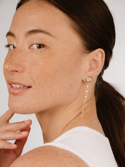 Polished Pebble Linear Chain Earrings - 18k Gold Plated | Ettika