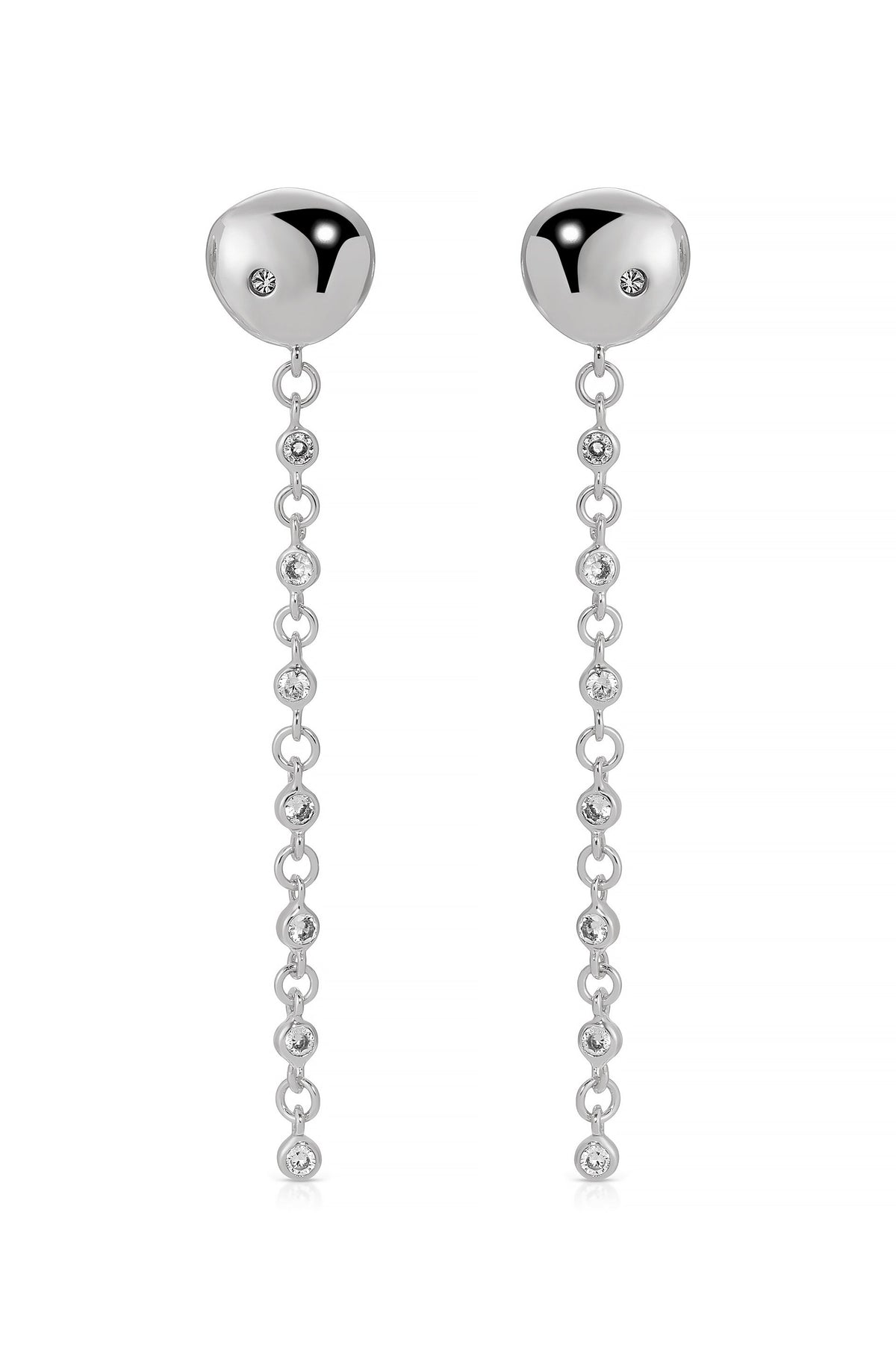 Polished Pebble Linear Chain Earrings - 18k Gold Plated | Ettika