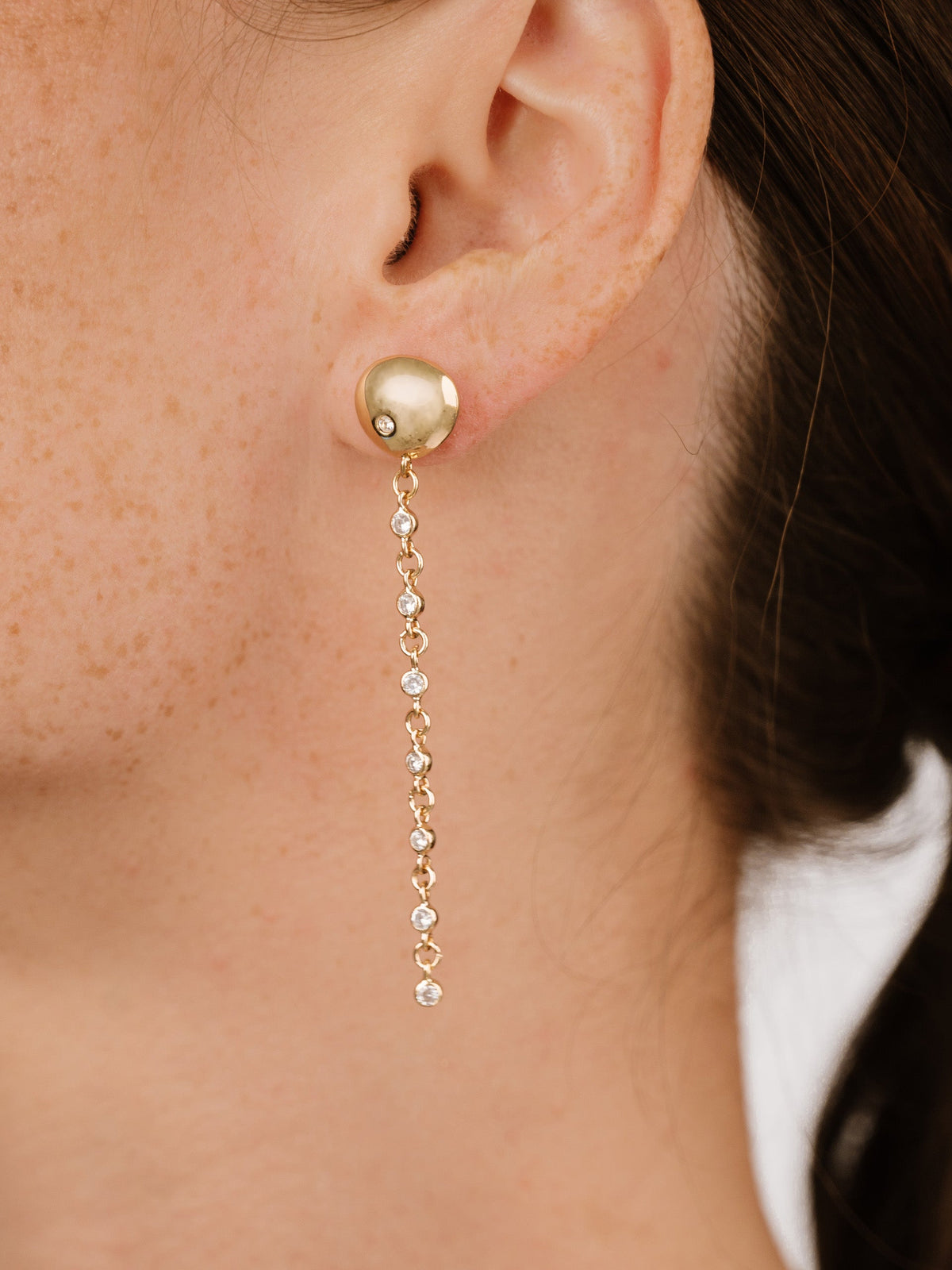 Polished Pebble Linear Chain Earrings - 18k Gold Plated | Ettika