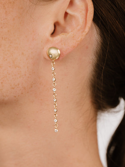 Polished Pebble Linear Chain Earrings - 18k Gold Plated | Ettika
