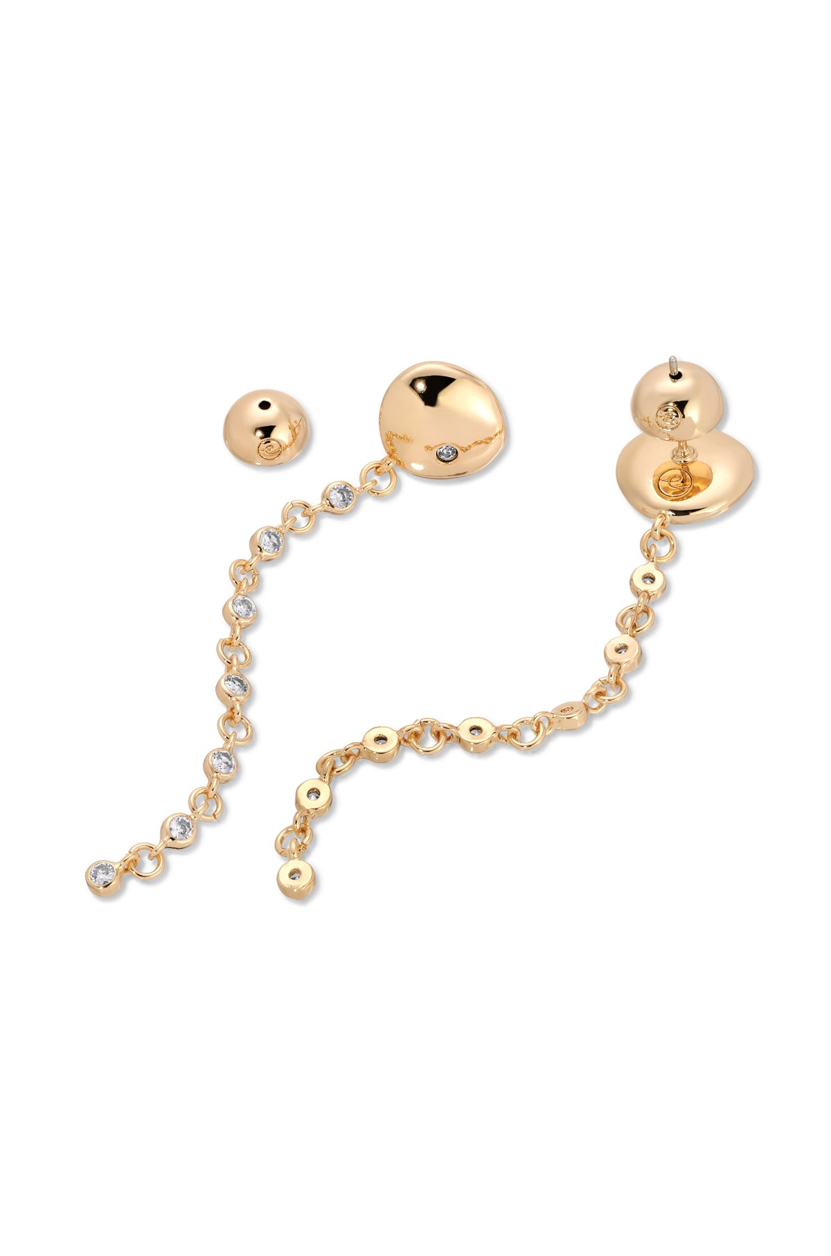 Polished Pebble Linear Chain Earrings - 18k Gold Plated | Ettika