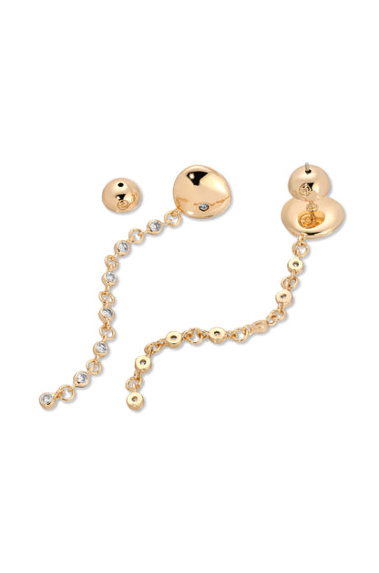 Polished Pebble Linear Chain Earrings - 18k Gold Plated | Ettika