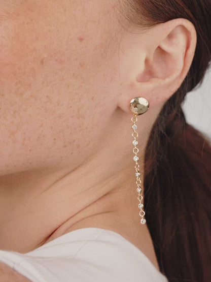Polished Pebble Linear Chain Earrings - 18k Gold Plated | Ettika