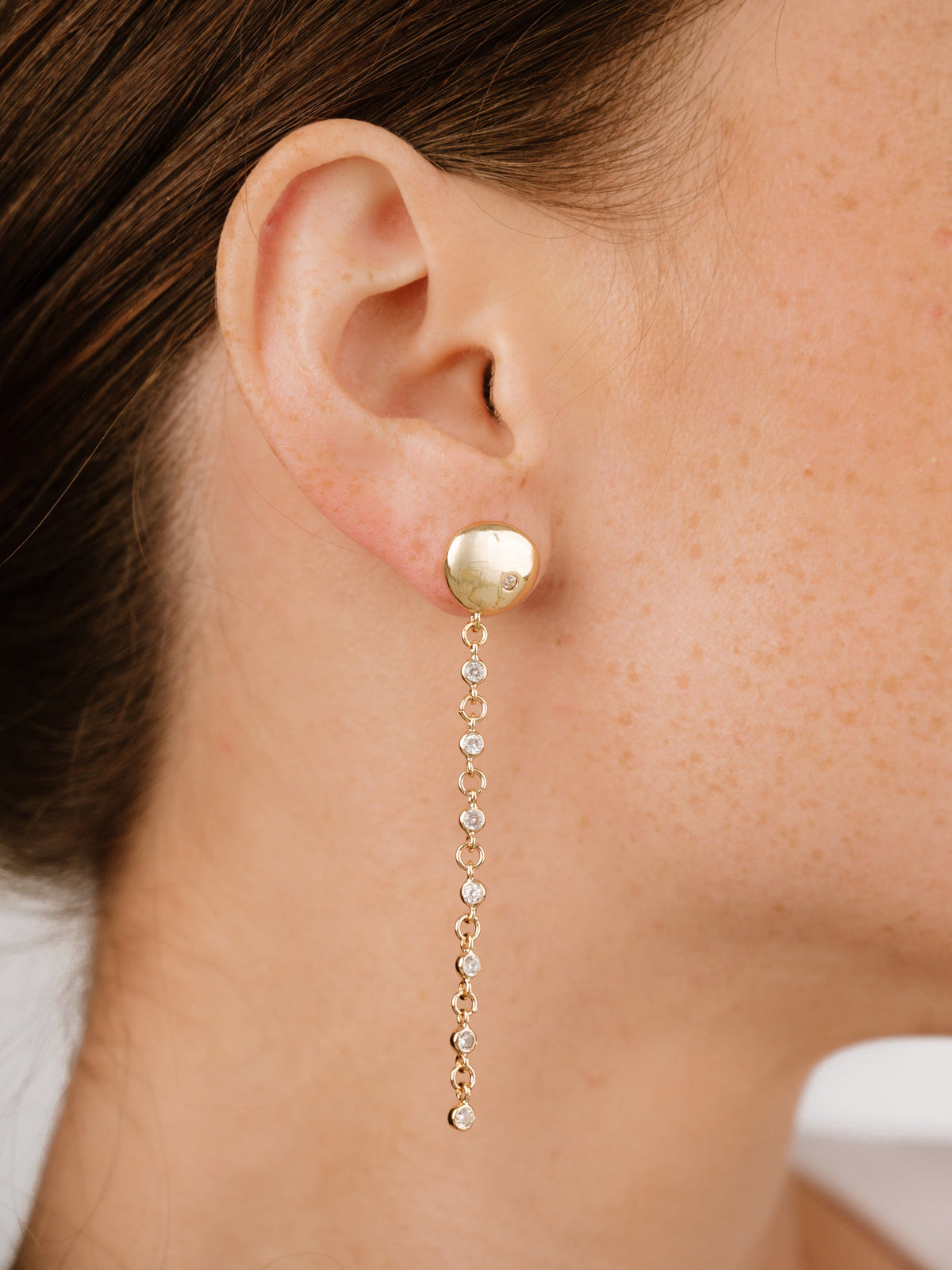 Polished Pebble Linear Chain Earrings - 18k Gold Plated | Ettika