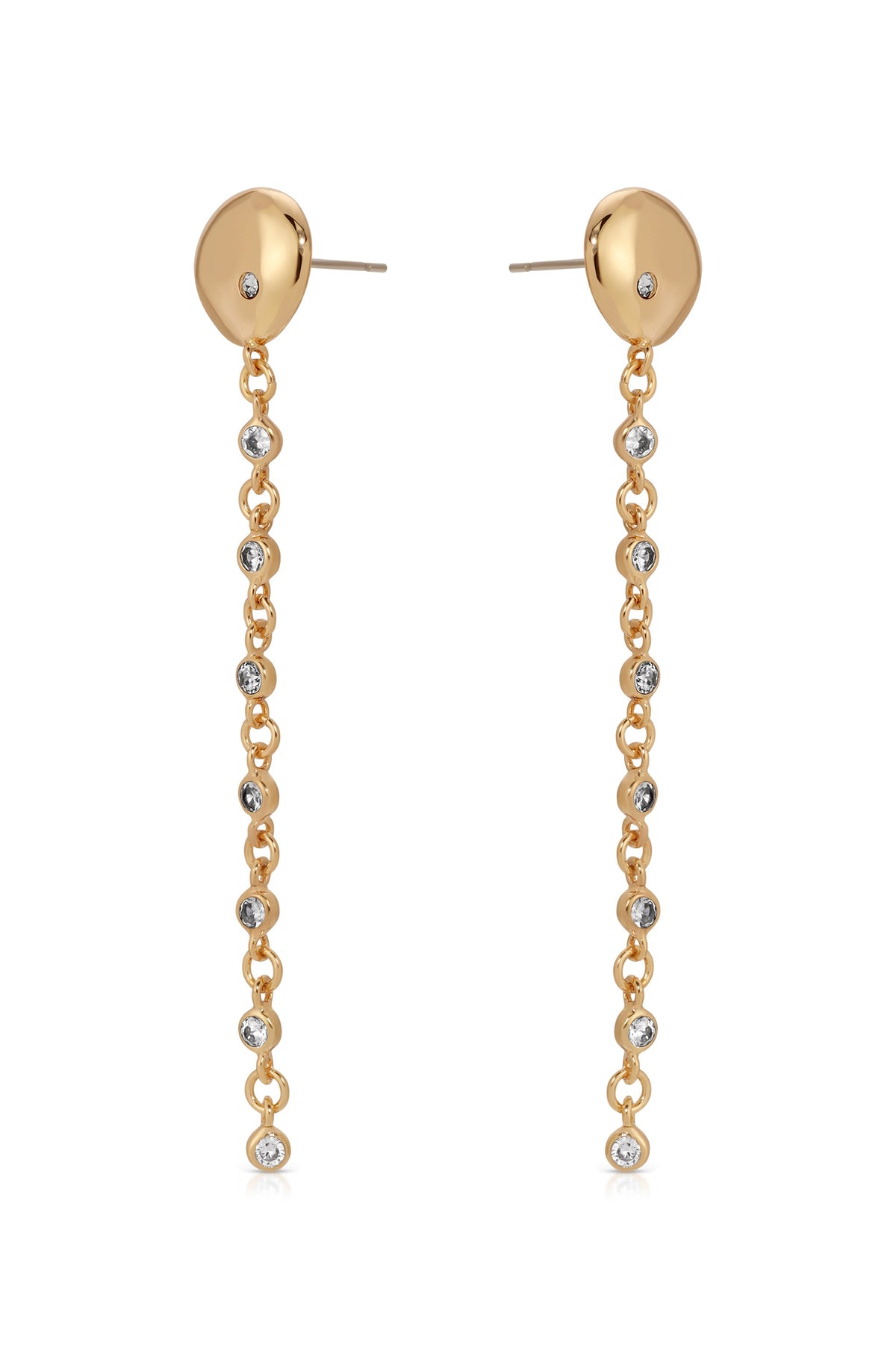 Polished Pebble Linear Chain Earrings - 18k Gold Plated | Ettika