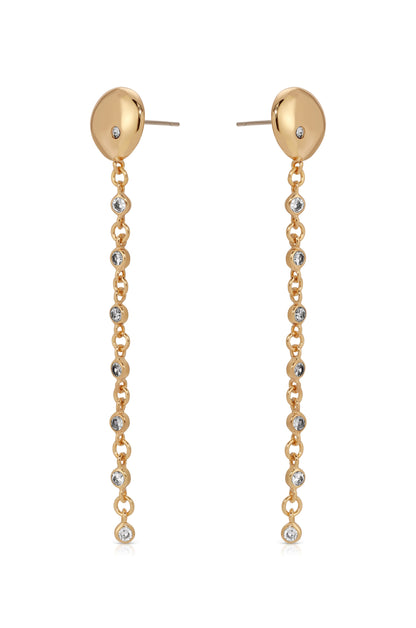 Polished Pebble Linear Chain Earrings - 18k Gold Plated | Ettika