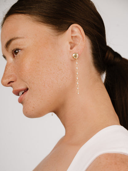 Polished Pebble Linear Chain Earrings - 18k Gold Plated | Ettika