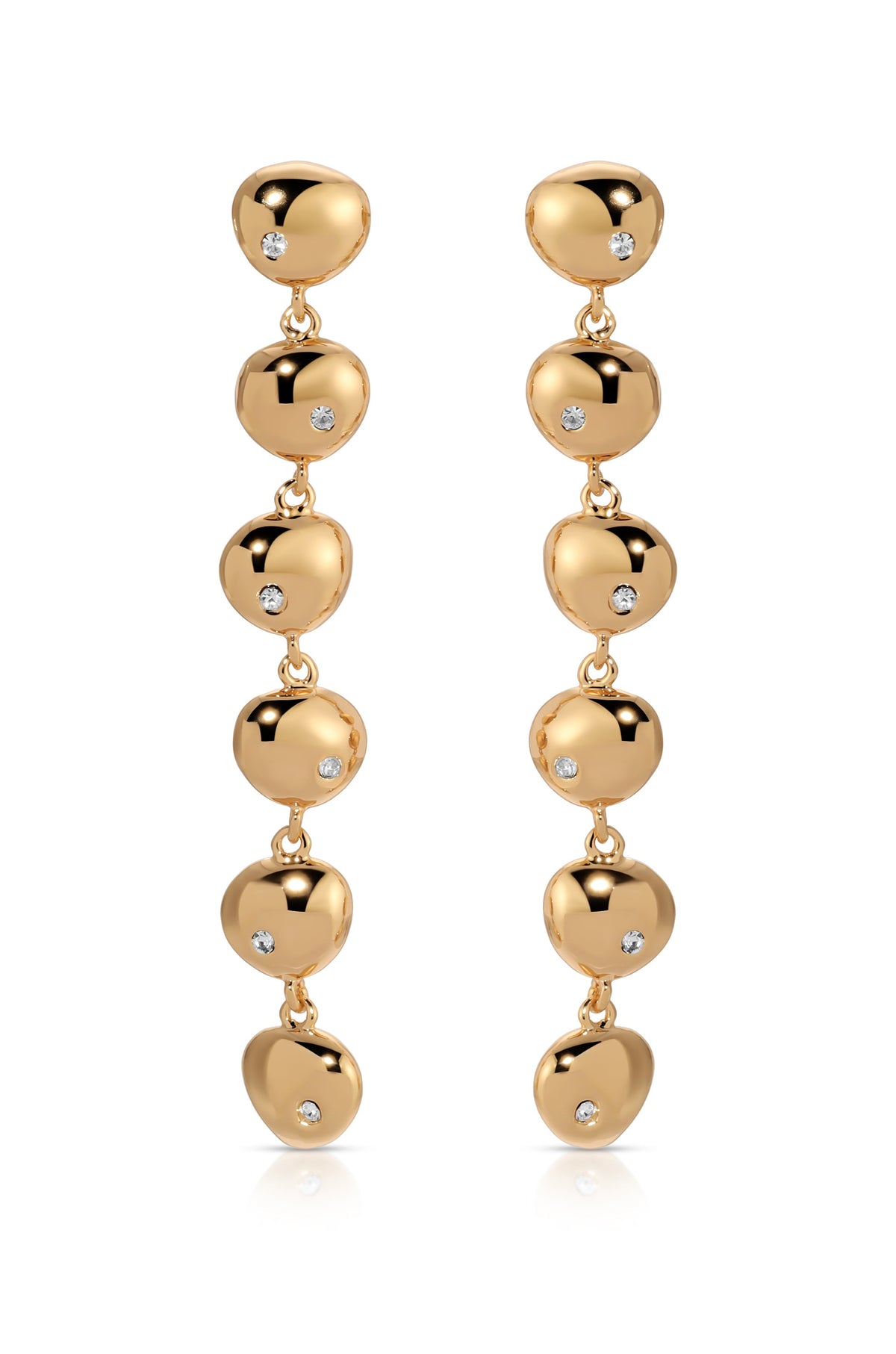Polished Pebble Linear Dangle Earrings - 18k Gold Plated | Ettika