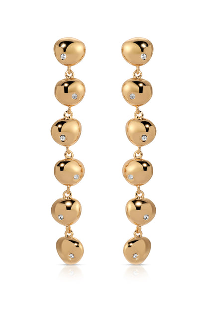 Polished Pebble Linear Dangle Earrings - 18k Gold Plated | Ettika