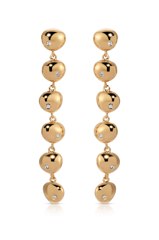 Polished Pebble Linear Dangle Earrings - 18k Gold Plated | Ettika