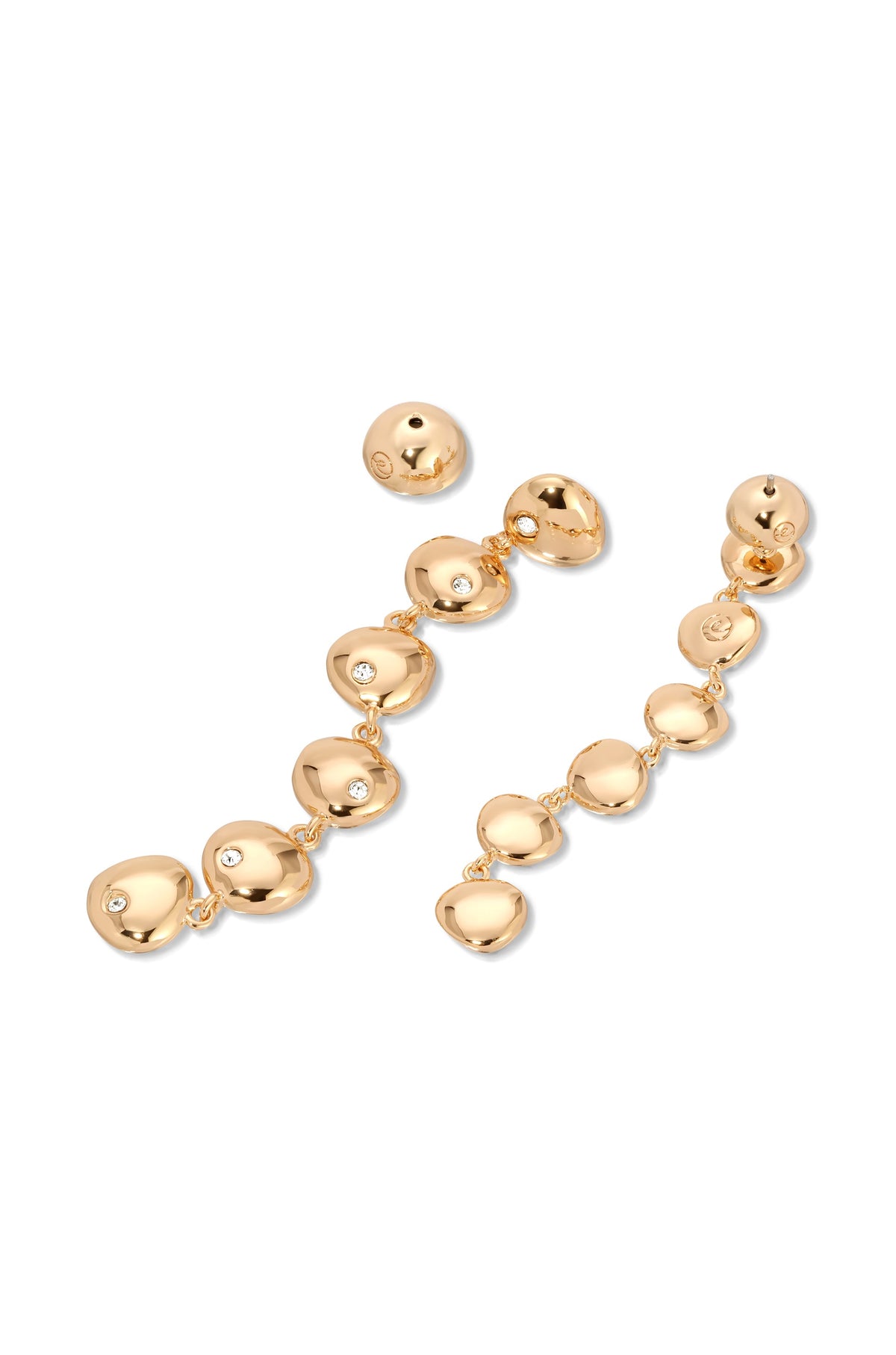 Polished Pebble Linear Dangle Earrings - 18k Gold Plated | Ettika