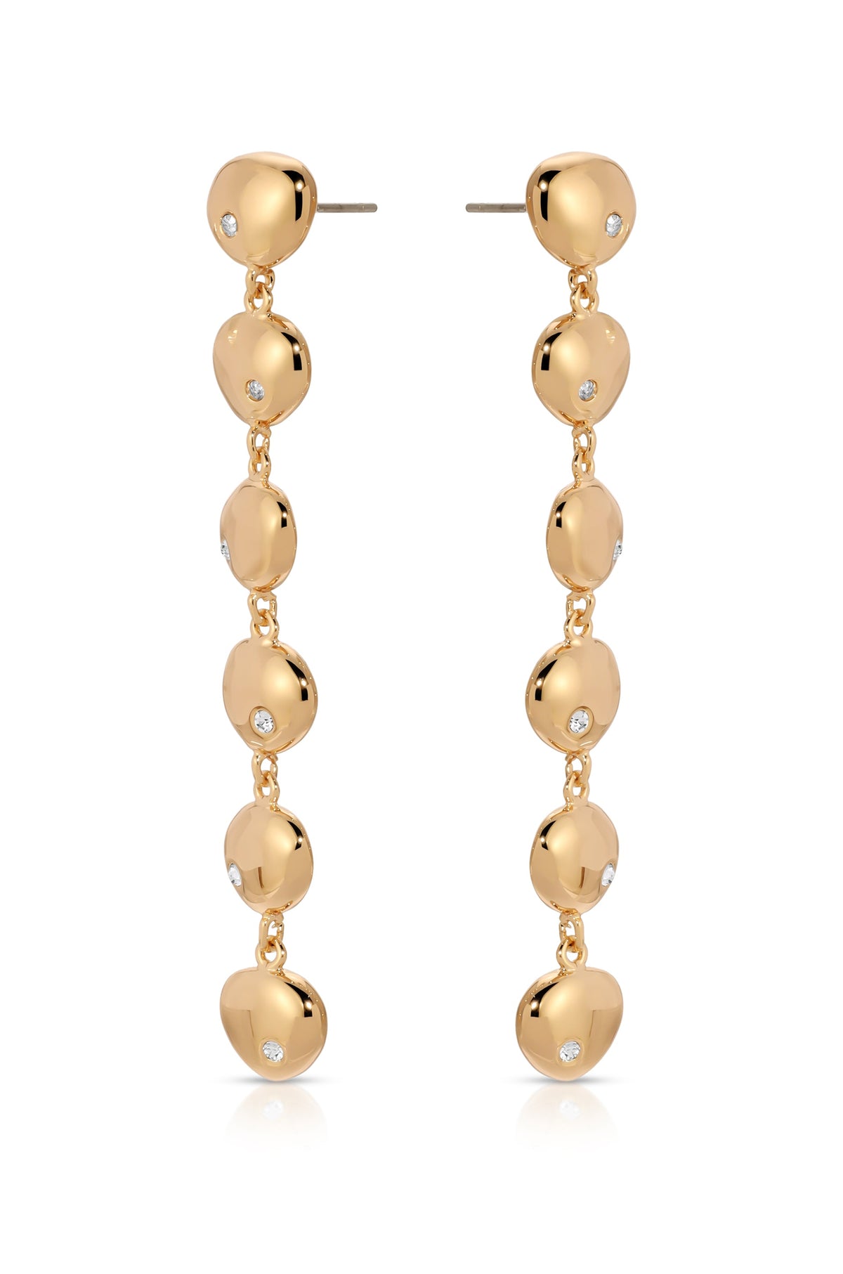 Polished Pebble Linear Dangle Earrings - 18k Gold Plated | Ettika
