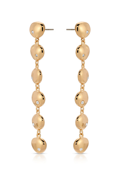 Polished Pebble Linear Dangle Earrings - 18k Gold Plated | Ettika