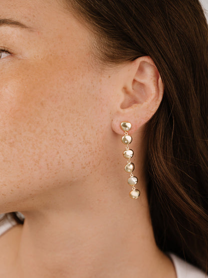 Polished Pebble Linear Dangle Earrings - 18k Gold Plated | Ettika