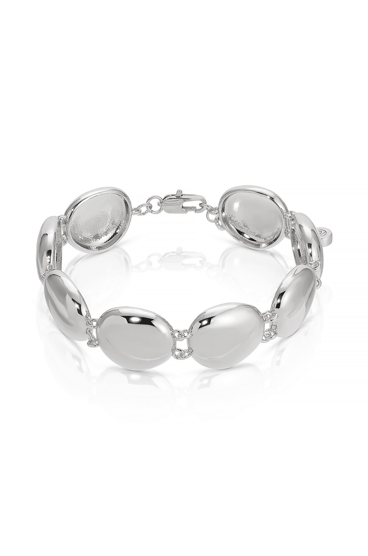 Polished Pebble Linked Bracelet - Rhodium Plated | Ettika