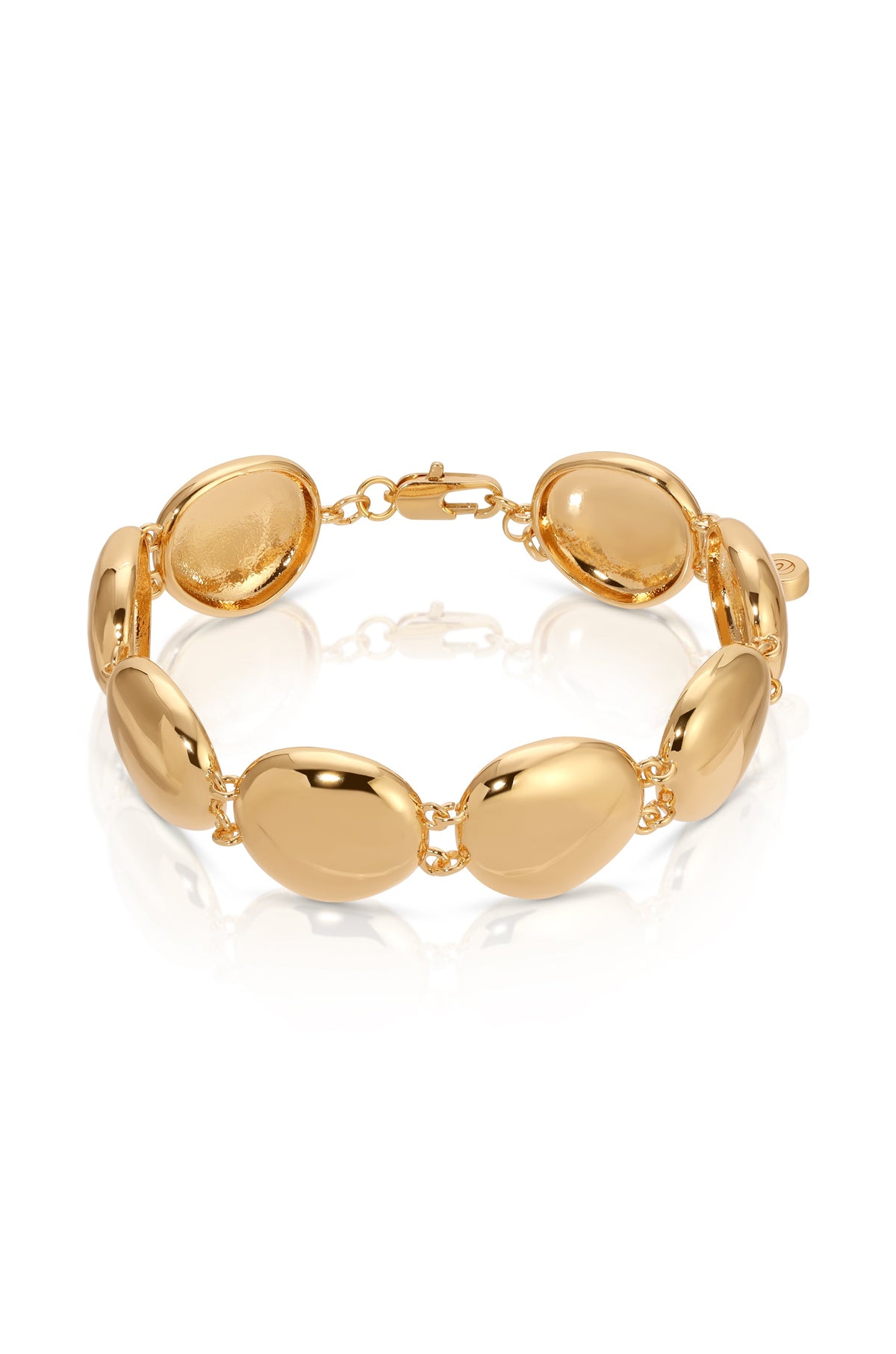 Polished Pebble Linked Bracelet - Rhodium Plated | Ettika