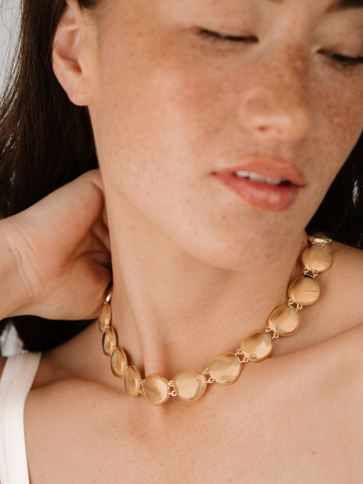 Polished Pebble Choker Necklace - 18k Gold Plated | Ettika