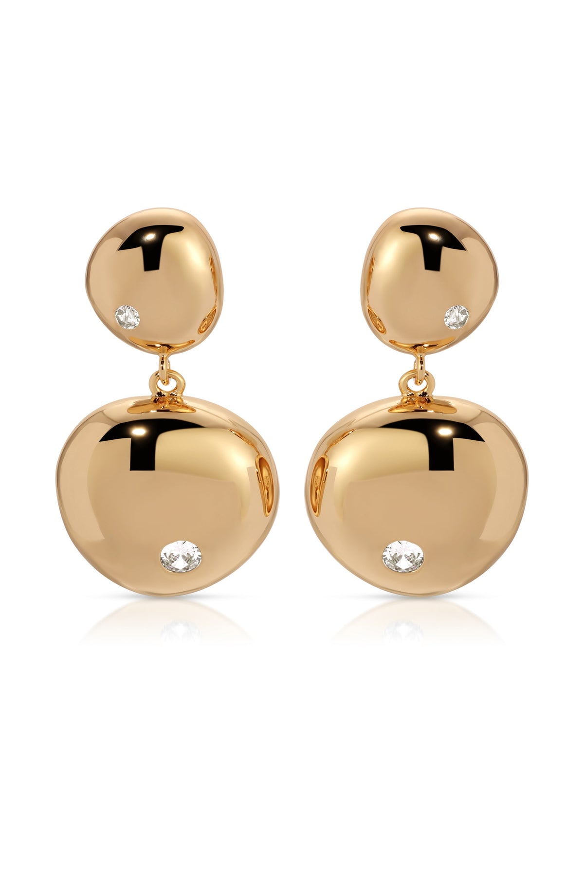 Polished Double Pebble Drop Earrings - 18k Gold Plated | Ettika