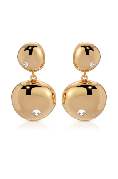 Polished Double Pebble Drop Earrings - 18k Gold Plated | Ettika