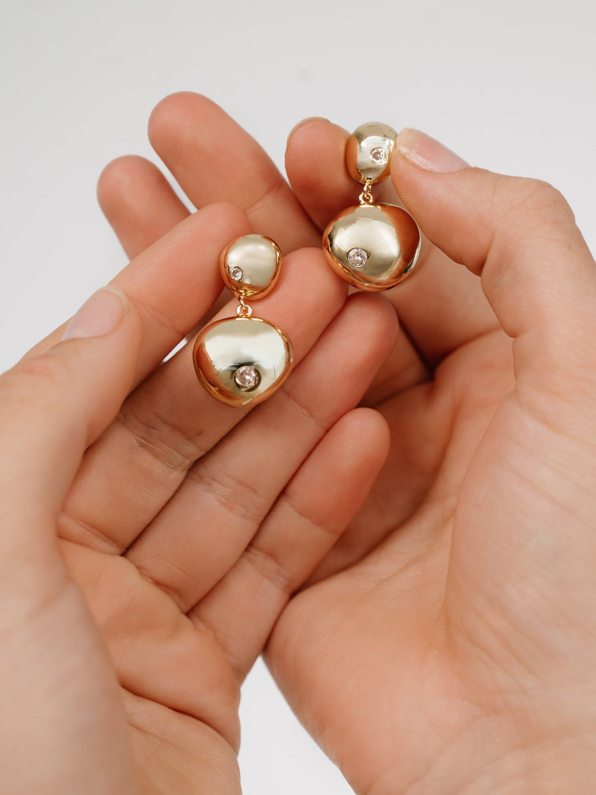 Polished Double Pebble Drop Earrings - 18k Gold Plated | Ettika