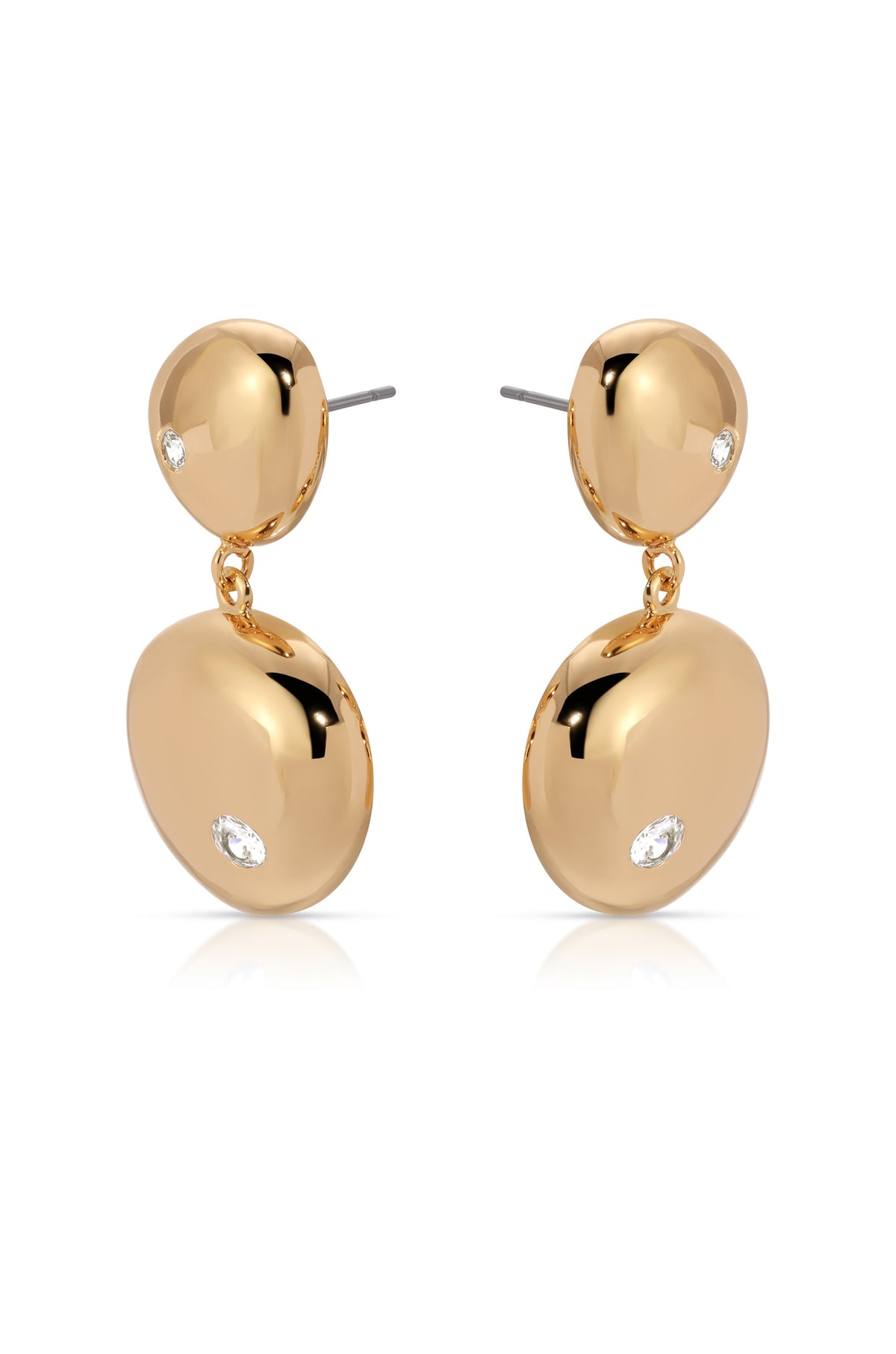 Polished Double Pebble Drop Earrings - 18k Gold Plated | Ettika