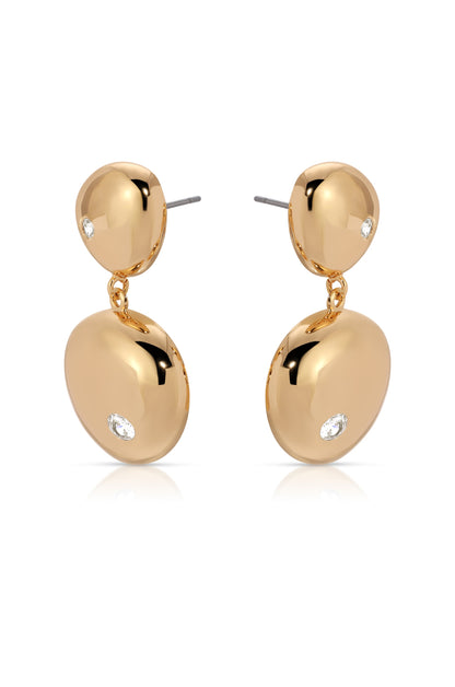 Polished Double Pebble Drop Earrings - 18k Gold Plated | Ettika