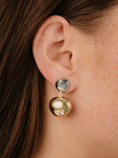 Polished Double Pebble Drop Earrings - 18k Gold Plated | Ettika