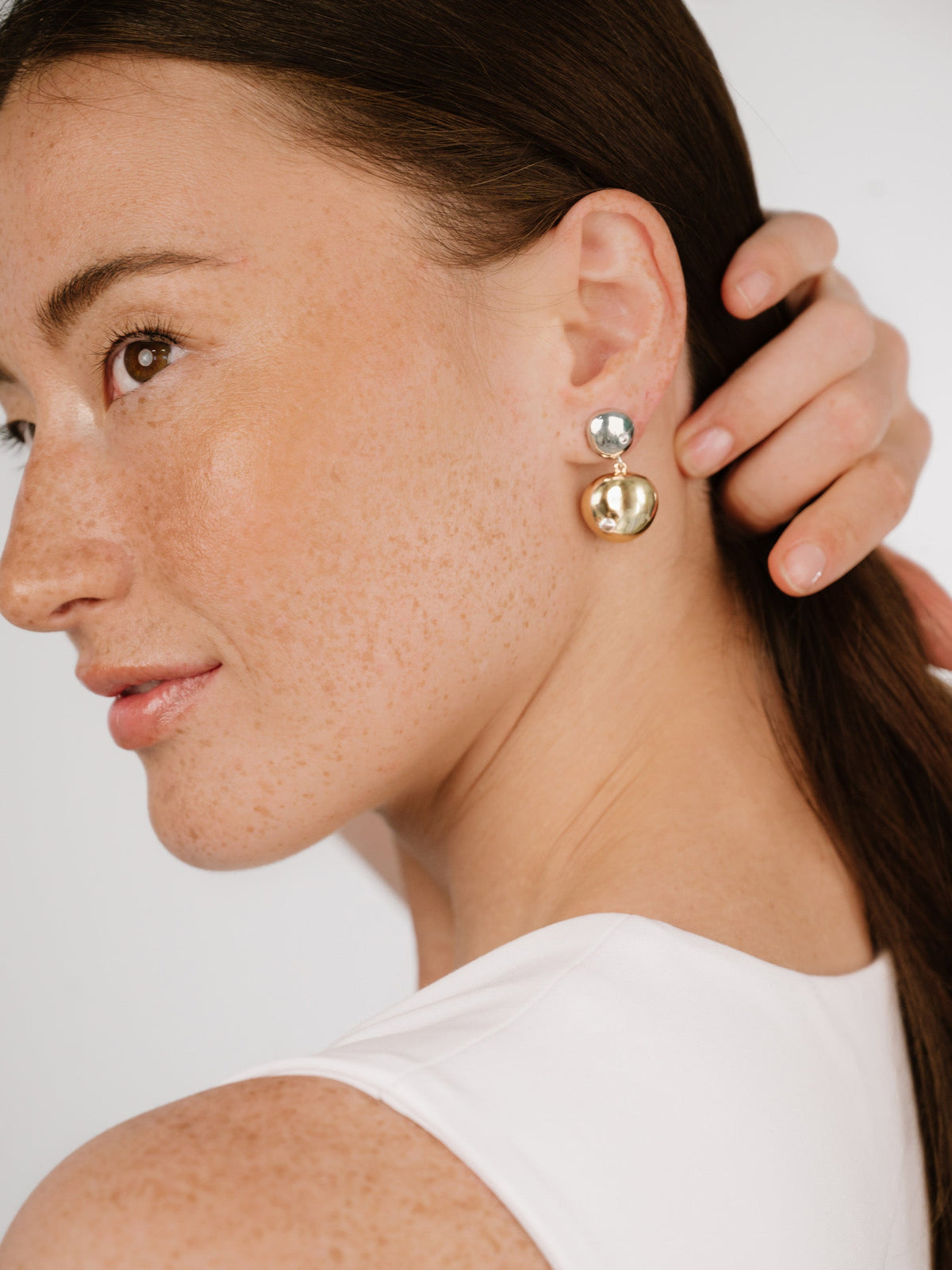 Polished Double Pebble Drop Earrings - 18k Gold Plated | Ettika