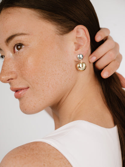 Polished Double Pebble Drop Earrings - 18k Gold Plated | Ettika