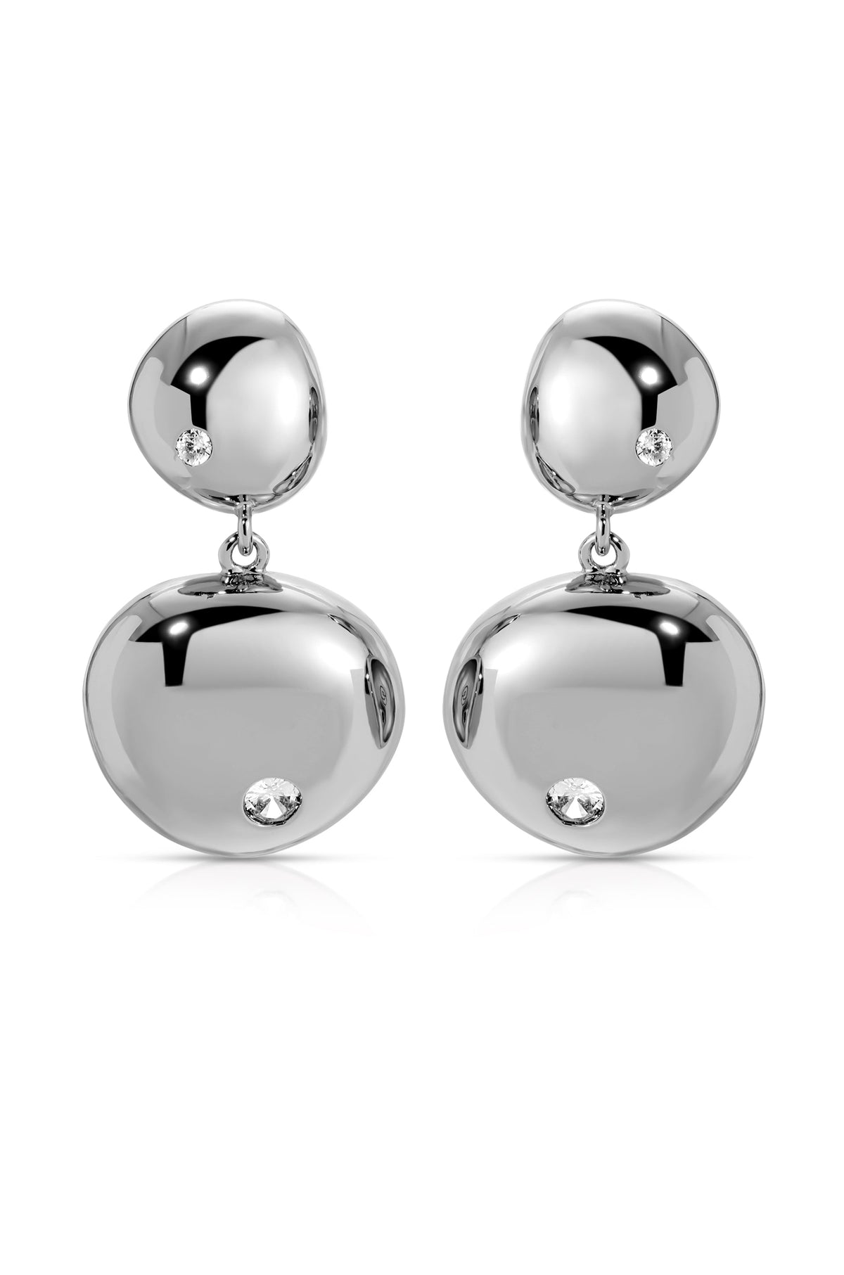 Polished Double Pebble Drop Earrings - 18k Gold Plated | Ettika